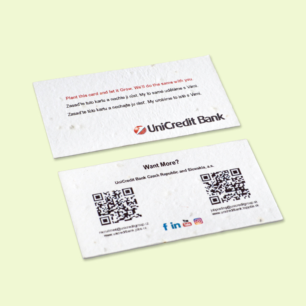 digitally printed business card plantable seed paper handmade side view