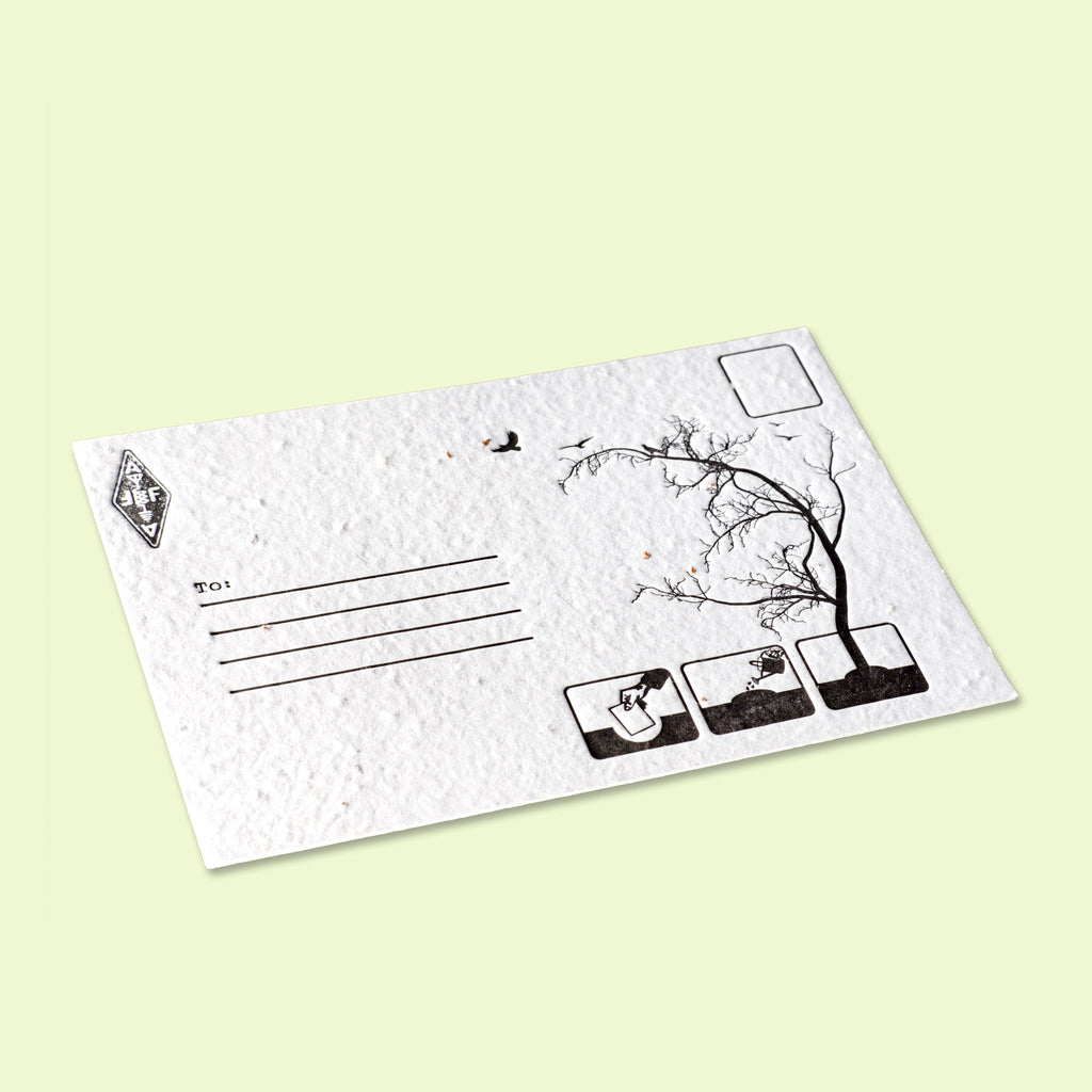 medium letterpressed postcard plantable seed paper handmade side view