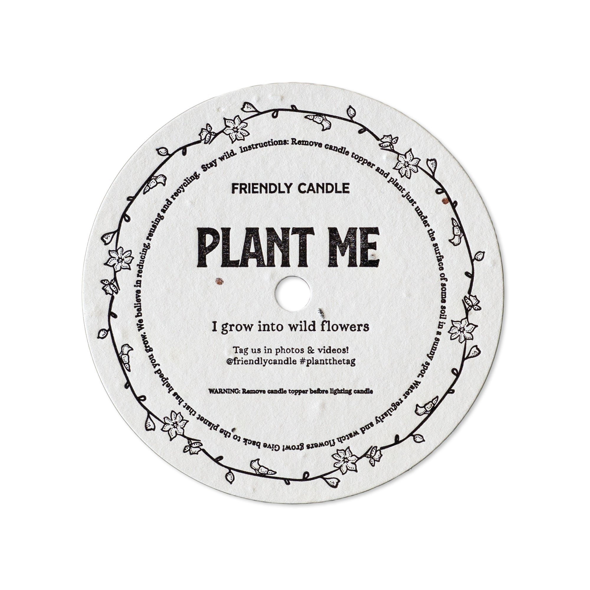 plant me seed paper Plantable Seed Paper Candle Topper Large