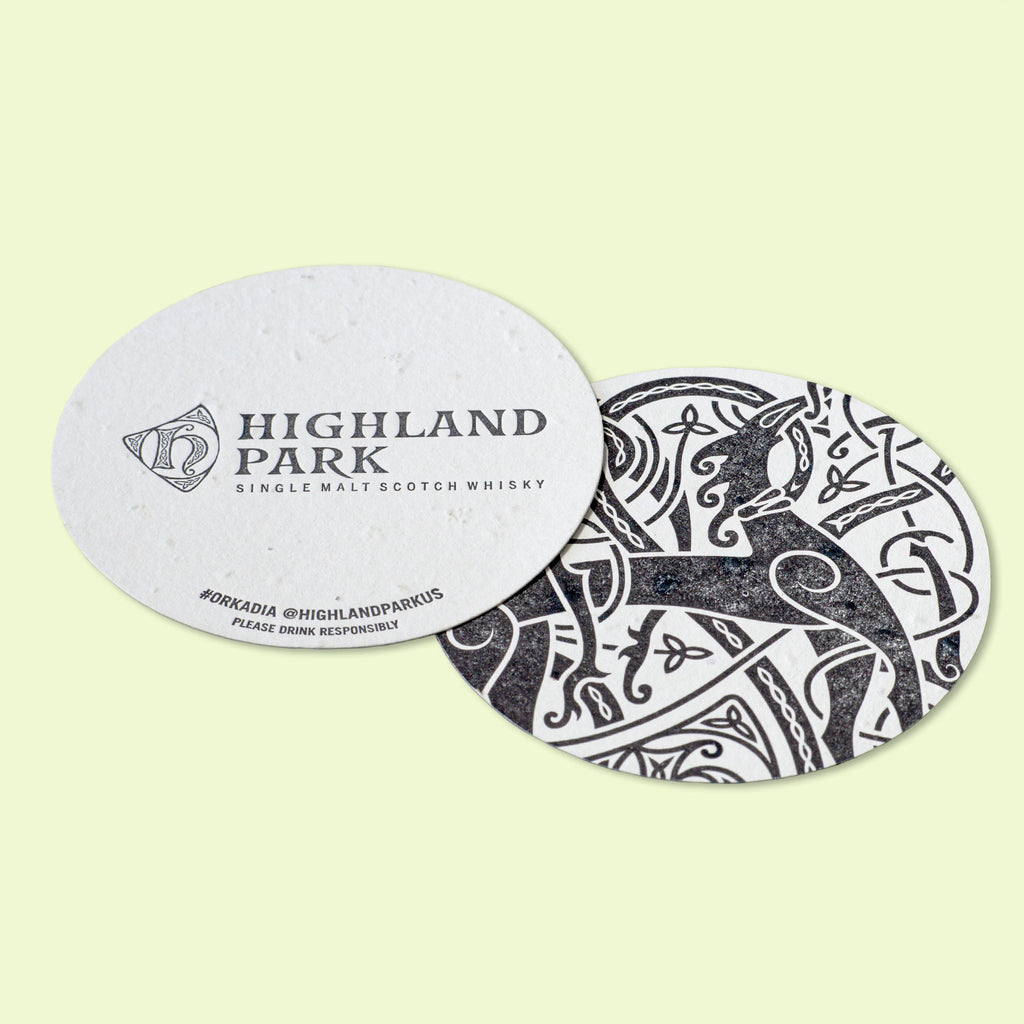 digitally printed large coaster handmade paper plantable seed paper side view